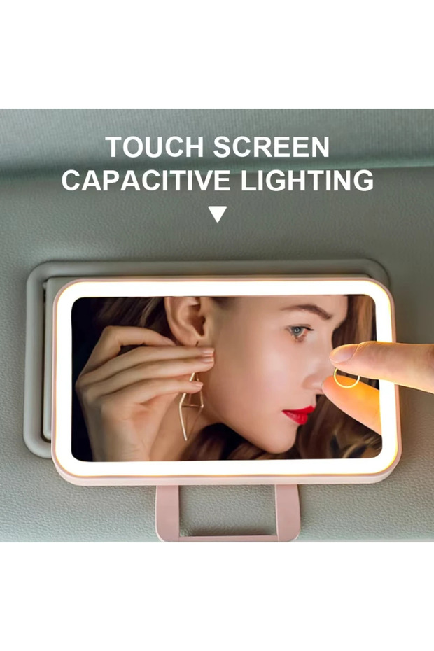 White 1pc Led Makeup Mirror on Car Sun Visor Rechargeable Vanity Mirror Adjustable Brightness Vanity