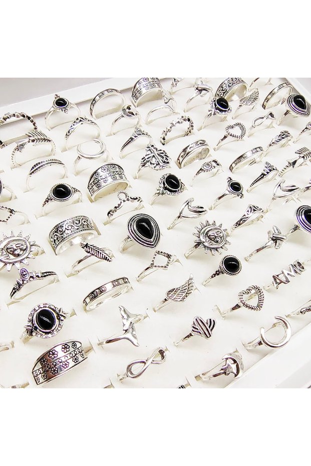 mix size(15mm-19mm) R158Y 30pcs 30pcs/lot Gothic Punk Ring Set For Women Men Fashion Butterfly Heart