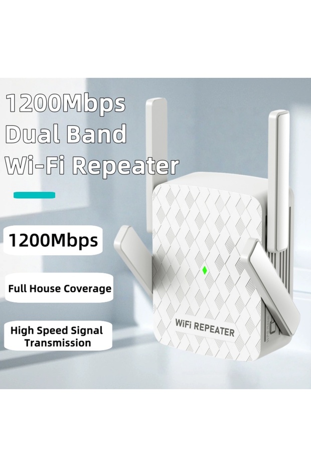 EU Plug 1200Mbps 5Ghz WiFi Repeater Dual Band WiFi Extender Amplifier 2.4G&5GHz Wi-Fi Signal Booster