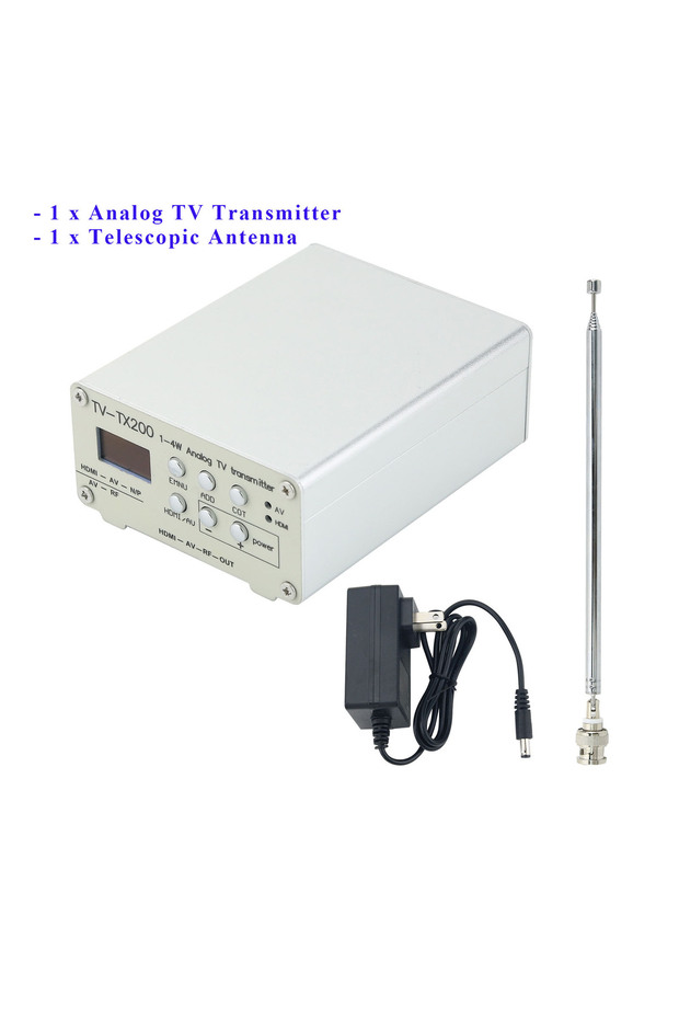 هوائي تلسكوبي HamGeek TV-TX200 VHF/UHF، جهاز إرسال تلفزيوني تناظري يدعم إدخال إشارة تناظرية عالية الدقة/AV
