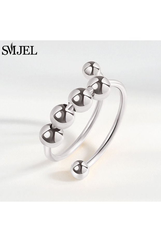 resizable 067 SMJEL Anti Stress Anxiety Fidget Rings For Women Multiple Crystal Flower Sun Heart Met