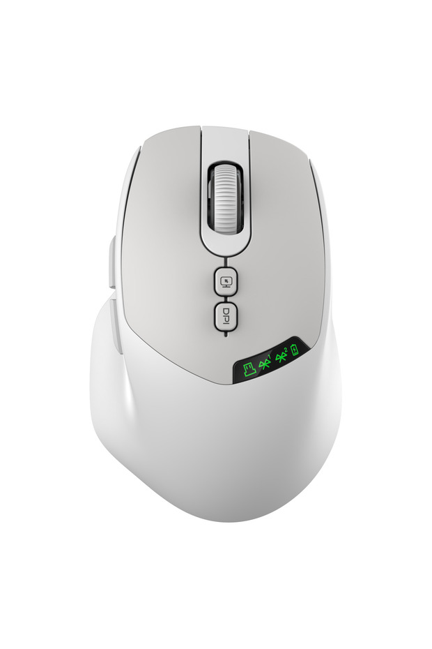 T02-Cheese white APAYADO T02 Dual Mode Wireless Mouse BT5.0 2.4G 6 Keys Battery Level Display 500mA