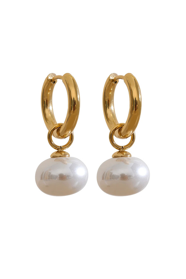 E10387-01 High Quality Imitation Pearl Pendant Alloy Gold Korean Earrings Ornaments Fashion Jewelry