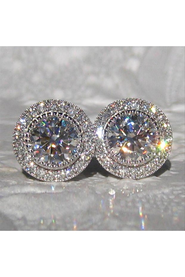 E997 Huitan Dainty Small Round CZ Stud Earrings for Women Simple and Elegant Daily Wear Ear Piercing