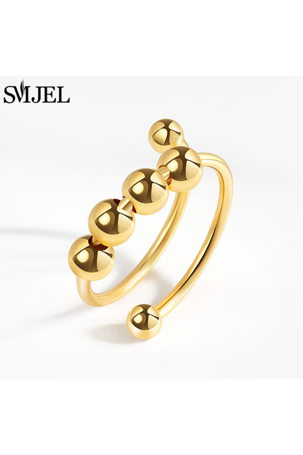 resizable 066 SMJEL Anti Stress Anxiety Fidget Rings For Women Multiple Crystal Flower Sun Heart Met