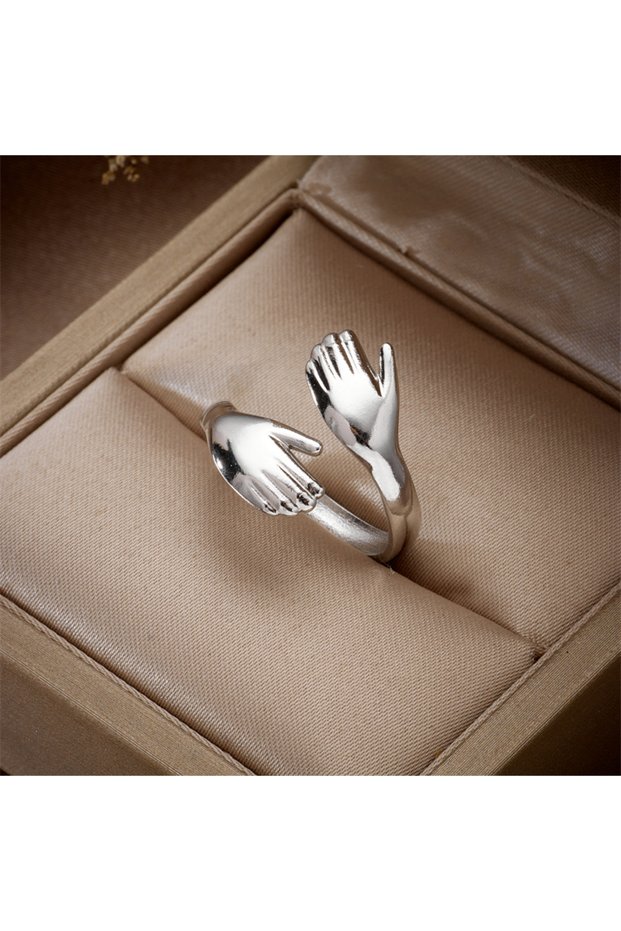 R378 XIYANIKE 316L Stainless Steel Rings Hands Hug Opening for Woman Couple Simple Creative Trendy D