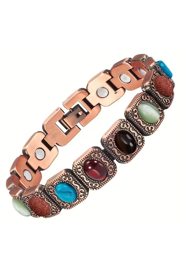 FXWL-CS Women's Magnetic Bracelet, Colorful Stones Magnetic Bracelet for Women with Magnets Adjustab