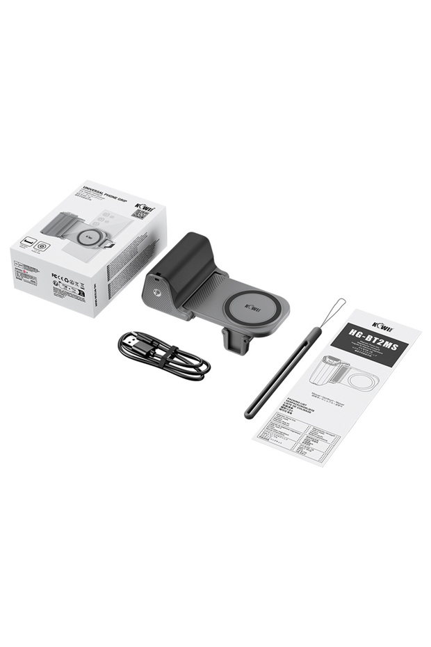 Grey Universal Phone Camera Grip Android Zoomable Phone Tripod Mount with Remote Control & Cold Shoe