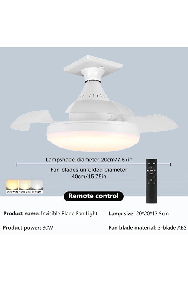 مروحة إضاءة LED عصرية قابلة للتحكم عن بعد، مزودة بإضاءة قابلة للتعتيم، مناسبة لغرفة المعيشة وغرفة النوم.