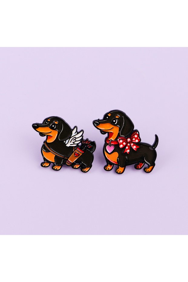 2pcs 2pcs Dachshund Enamel Pin Set Cartoon Dog Brooch For Coat Women's Brooches Fashion Lapel Badges