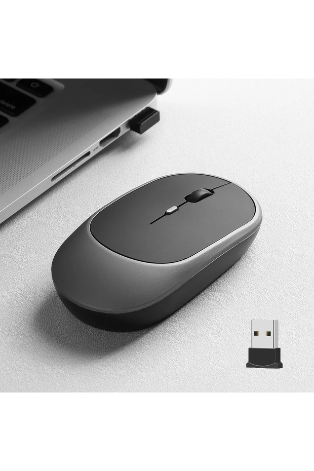 MouseGrey Wireless Mouse Rechargeable Mouse Gamer Dual Modes Bluetooth-compatible 2.4G Mice For Lapt