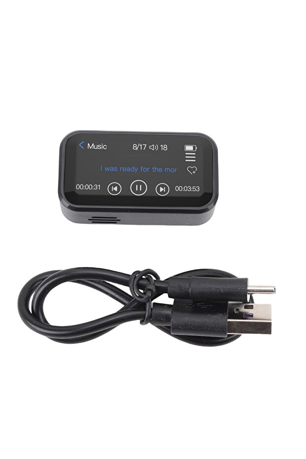 black BT MP3 Player BT MP3 Player Portable Back Clip 1.47in Full Touchscreen 32GB HiFi Lossless Musi