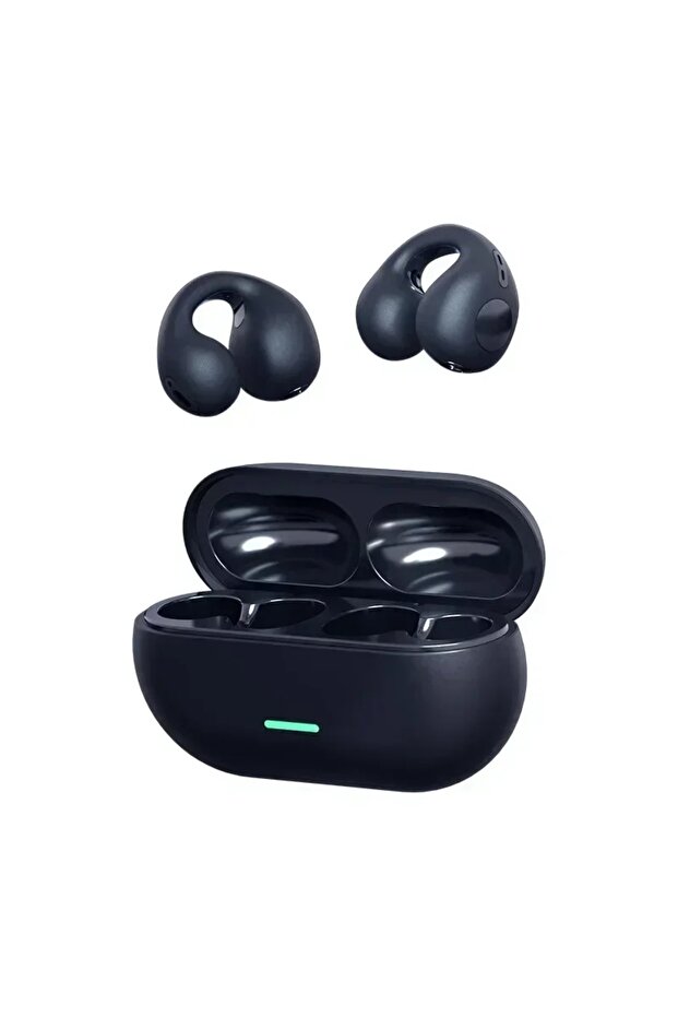 black NEW T75 Bluetooth 5.3 Wireless Bone Conduction Headphones Clip Ear Music Noise Canceling Heads