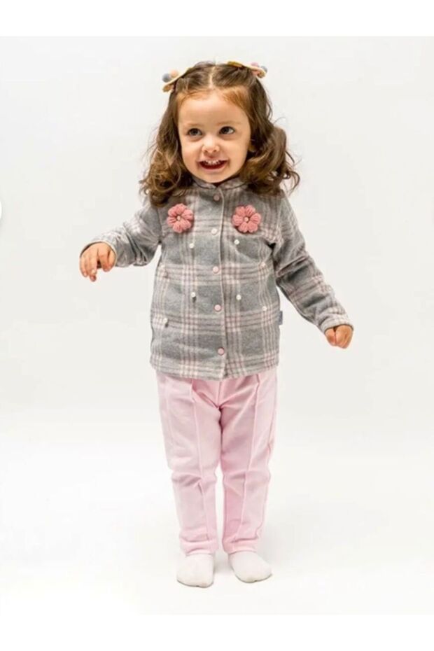 Baby Girl Plaid Cardigan Long-Sleeved Set (9-24 Months)