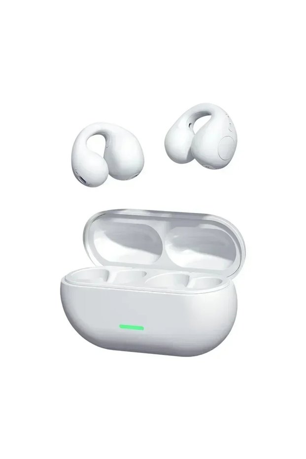 WHITE NEW T75 Bluetooth 5.3 Wireless Bone Conduction Headphones Clip Ear Music Noise Canceling Heads