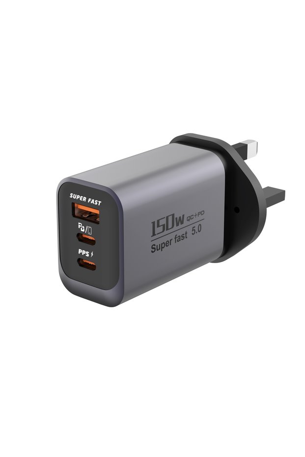 UK Plug Quick Charge 3.0 Fast Charger Muti Total 150W 3 Port USB Type C PD Mobile Phone Wall Adapter
