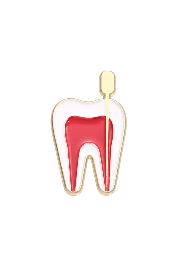 QHXZ3036 Funny Tooth Medical Enamel Pins Custom Red Oral Care Dental Alloy Brooches Backpack Lapel B