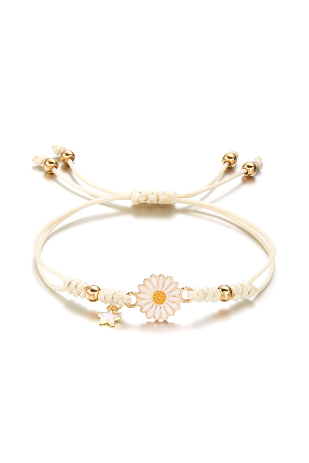 BR24Y0149-2 Simple Sunflower Bracelets for Women Handmade Braided Fashion Colorful