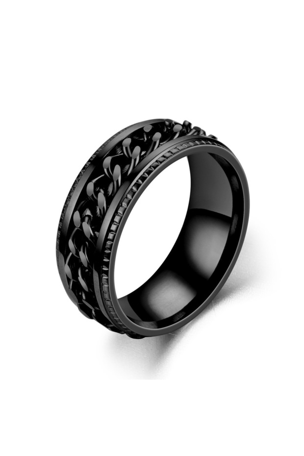 6 E Fashion 8mm Spinner Ring For Men Women Stainless Steel Cuban Chain Spinner Fidget Band Release A