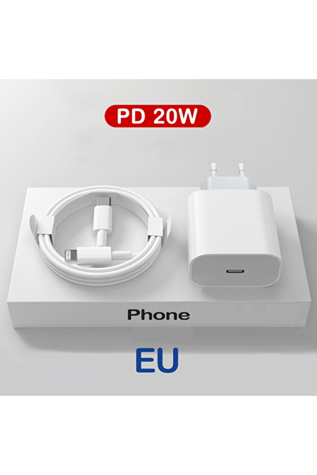 EU Charger 1m Cable PD Charger 20W Fast Charging USB C Charger For iPhone 15 14 13 Pro Max Mini X XS