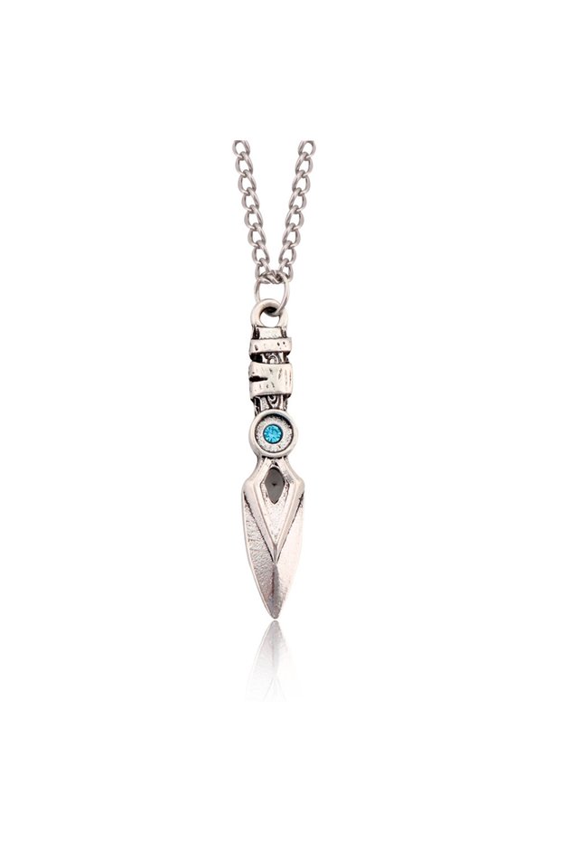Necklace Game Valorant Necklace Jett Cosplay Unisex Blade Storm Knife Blue Crystal Pendant Choker Fa
