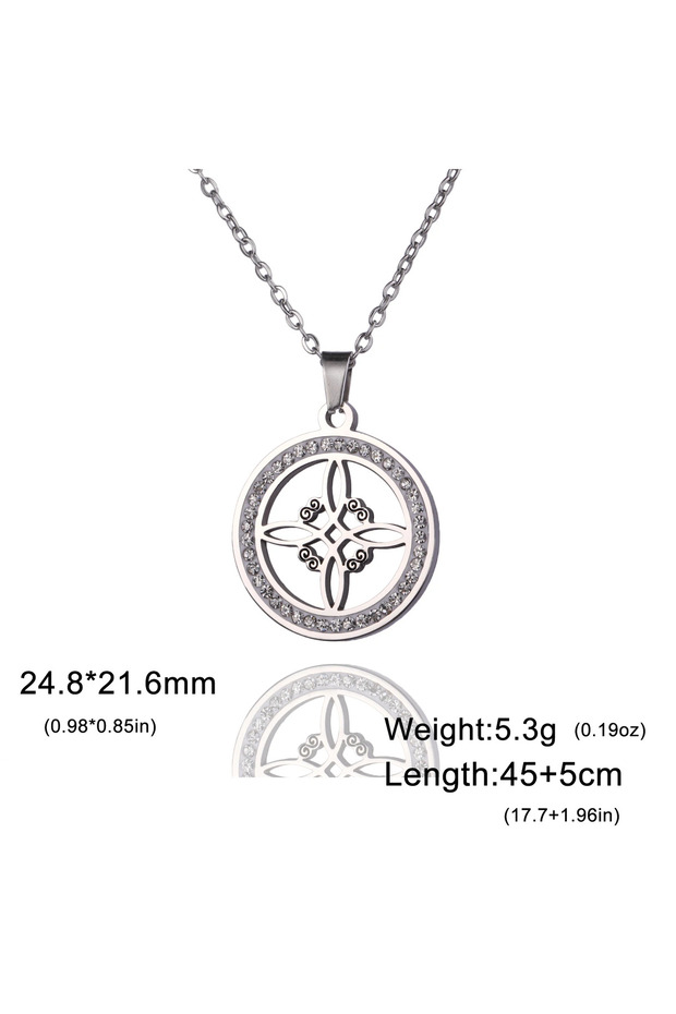 45-50CM Style A Steel Ladies' Transparent Haoshi Round Pendant Necklace Stainless Steel Celtic Witch