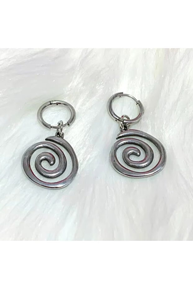 E340 Ethnic Silver Color Metal Round Earrings Personality Retro Geometry Make Old Spiral Dangle Earr