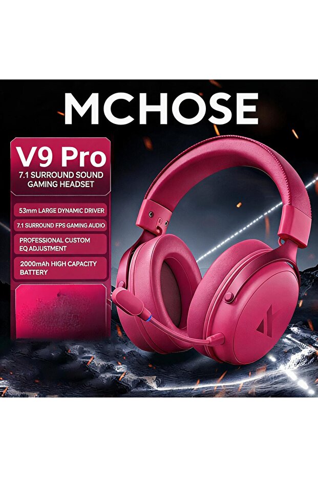 V9 Pro red MCHOSE V9 Pro Wireless Bluetooth Headset with Three Mode Microphone Noise Reduction Dynam