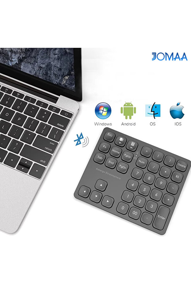 Silver Rechargeable Double Bluetooth Number Pad Wireless Numeric Keypad 36-Keys External Numpad Keyb