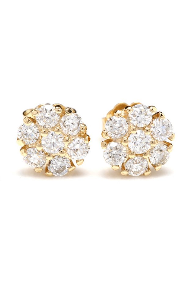 E585 Huitan Luxury Gold Color Brilliant Cubic Zirconia Stud Earrings for Women Dainty Small Female E