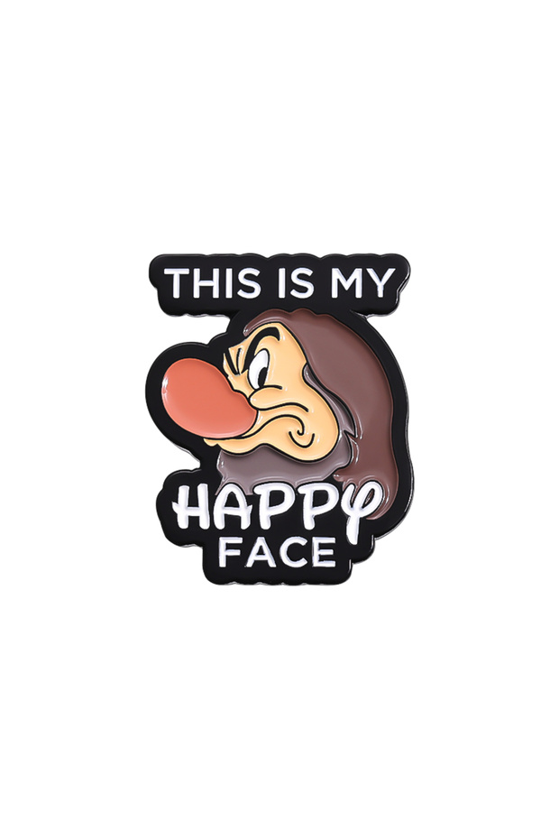 as show This Is My Happy Face Enamel Pin Cartoon Anime Big Nose Dwarf Role Metal Brooch Lapel Backpa
