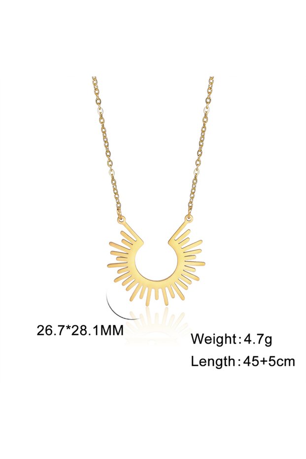 45-50 cm Gold Color Cazador Rays of Sun Pendant Necklace for Women Half Circle Spiked Chocker Stainl