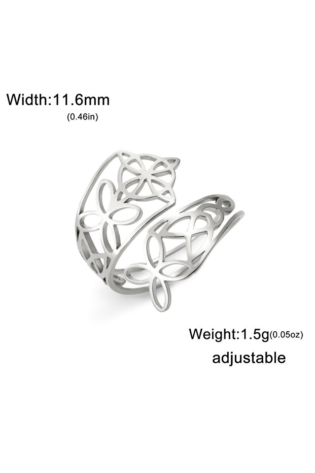 resizable Silver Skyrim Witch Knot Open Rings Women Stainless Steel Gold Color Adjustable Finger Rin