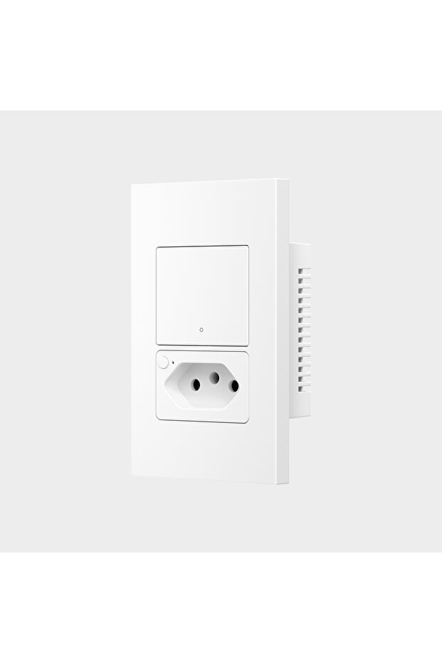 1 Gang White-WiFi WiFi Smart Wall Switch & Socket,Brazil Standard 4X2 Panel 1/2 Buttons Light