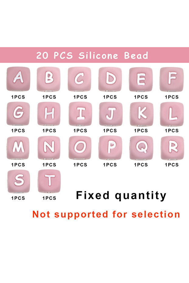 20pcs mix 20pcs/Lot Pink 12mm Square Silicone Letter Beads For Jewelry Making DIY Bracelet Necklace