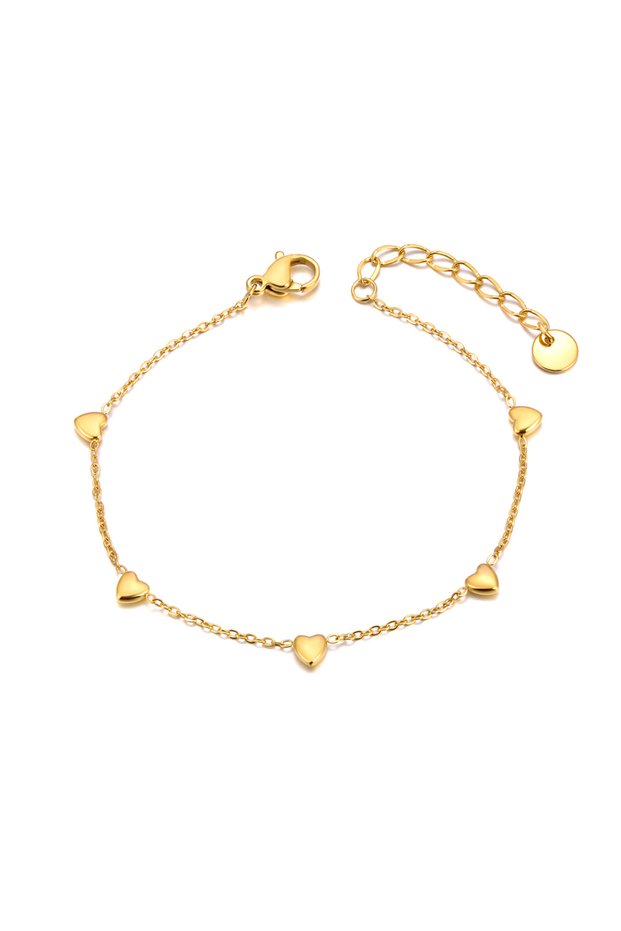 B24058G Lokaer Official Style Small Dainty Mini Heart Chain Bracelets Jewelry for Women 18K Gold Pla