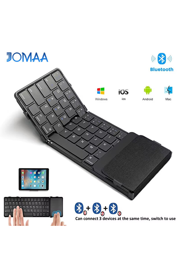 Portuguese Folding Bluetooth Keyboard with Touchpad Wireless Foldable Keyboard with PU Leather for i