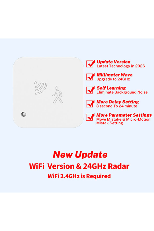 WiFi Version Tuya WiFi Human Presence Sensor MmWave Radar Detector With Luminance Sensor For Smart H