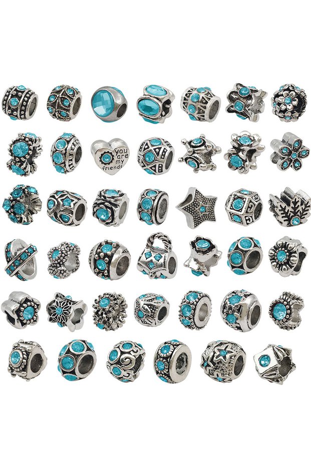 SN133 Randomly Mix 10Pcs Vintage Style Inlaid Rhinestone Large Hole Beads For DIY Handmade Beaded Br