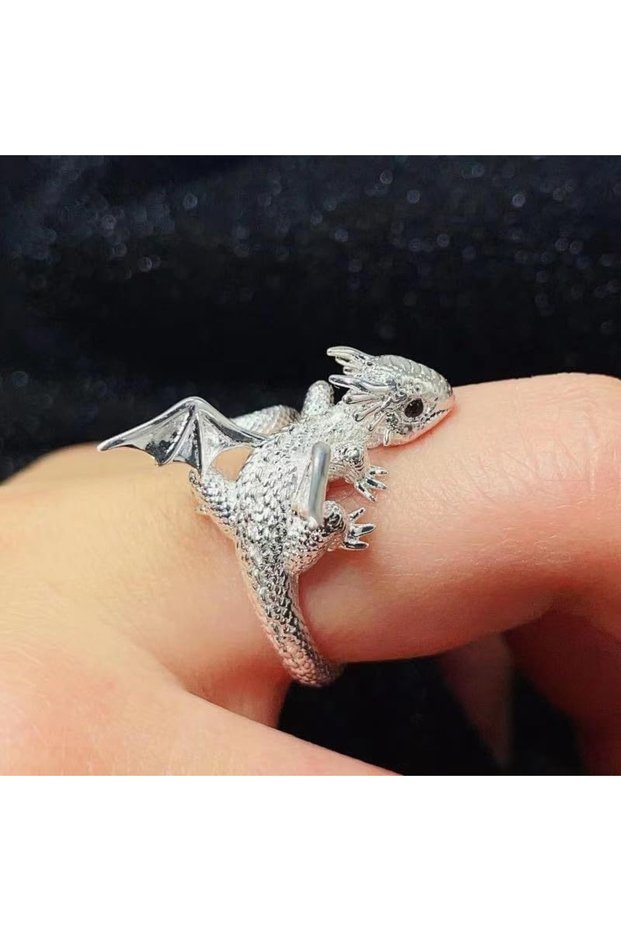 resizable Type1 Flying Dragon Adjustable Ring Stainless Steel Punk Dark Style Comfort Fit Jewelry fo