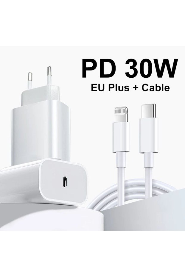 EU Charger and cable For Apple PD 30W USB Type C Charger For iPhone 15 13 12 11 14 16 Pro Max Plus X