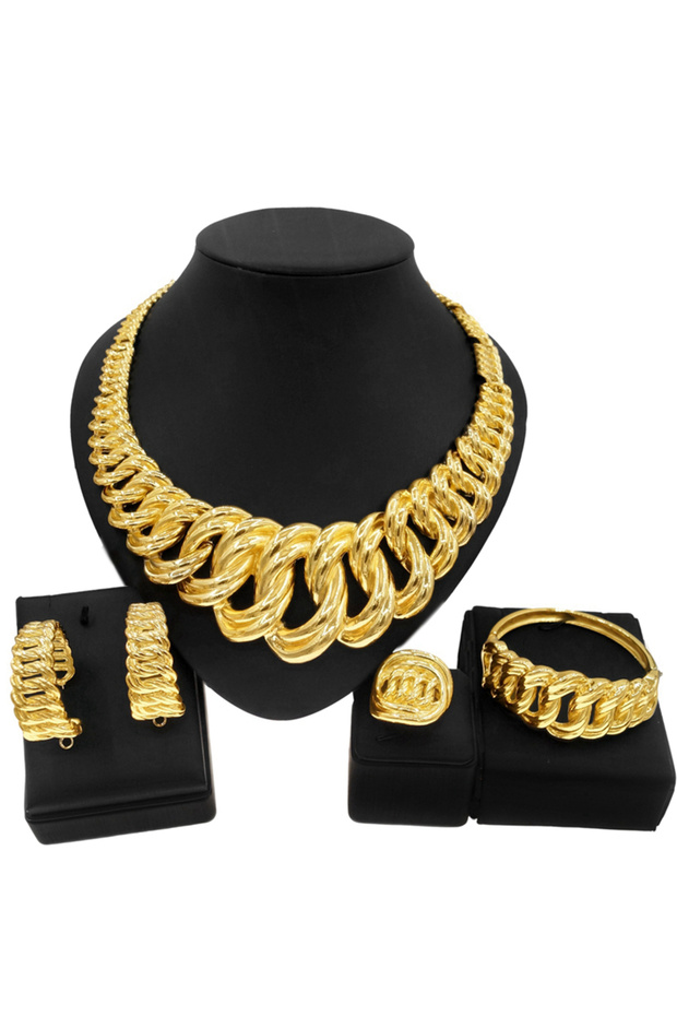 45cm resizable H0078 Fashion Woman Necklace Jewelry Set Electric Italy Gold Plated Pendant Wedding P
