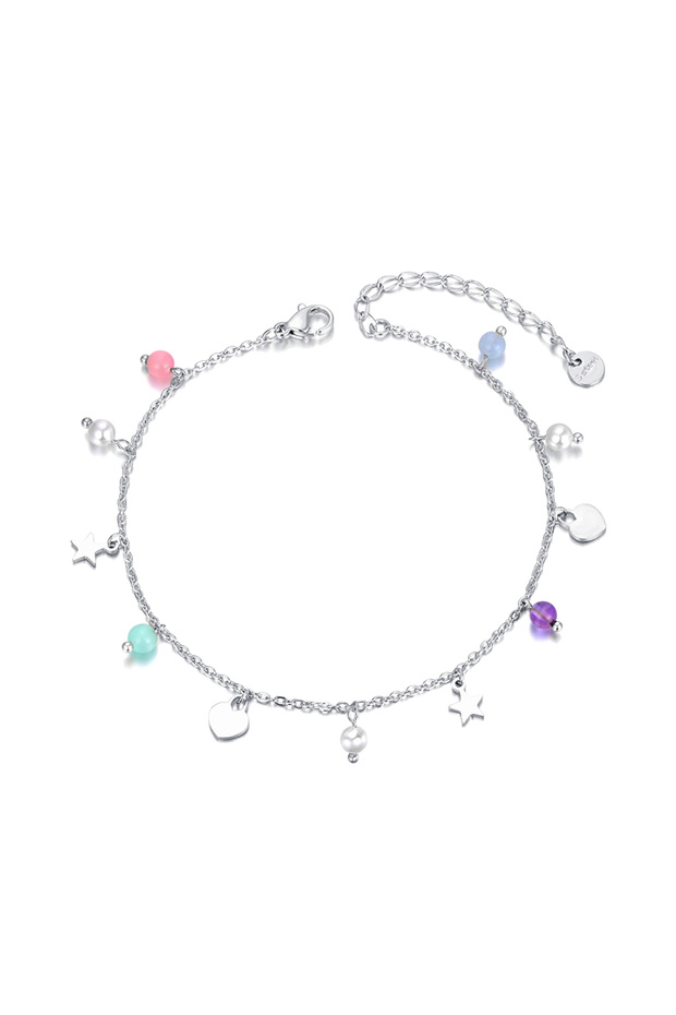 B22135P Natural Stone Beads Handmade Chain Stainless Steel Necklace For Women Gold Plated Heart Star