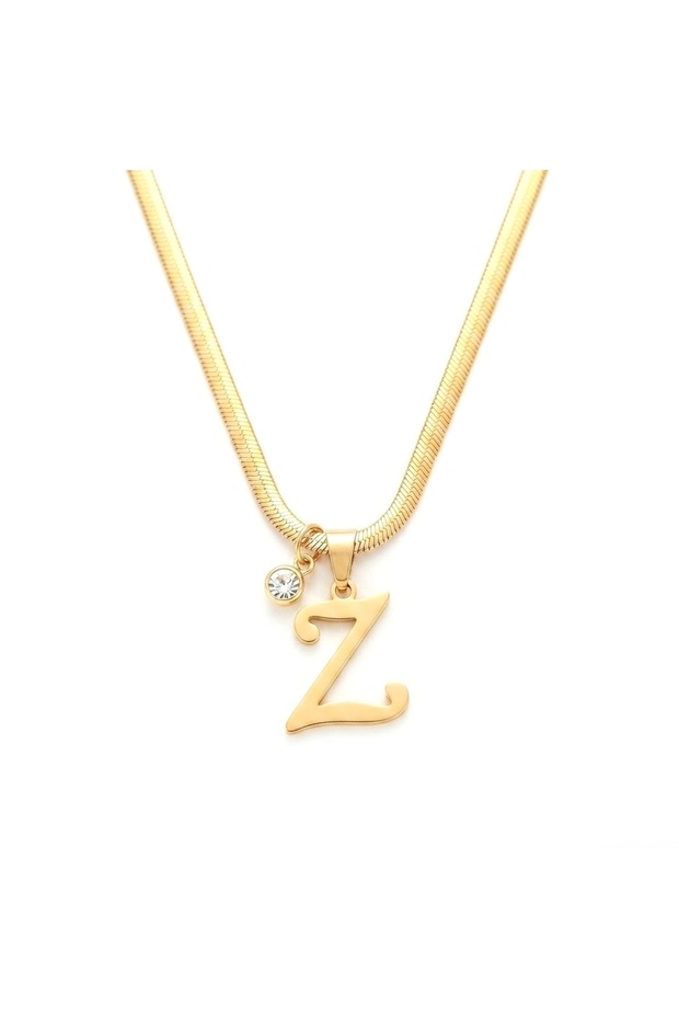 Non-Tarnish Steel Zircon Stone Italian Chain Letter Necklace