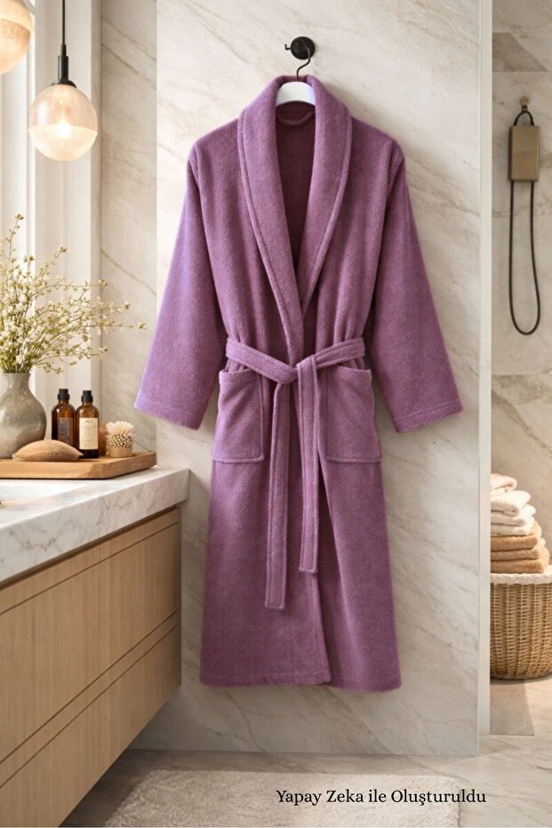 Şalyaka Cotton Unisex Bathrobe Plum