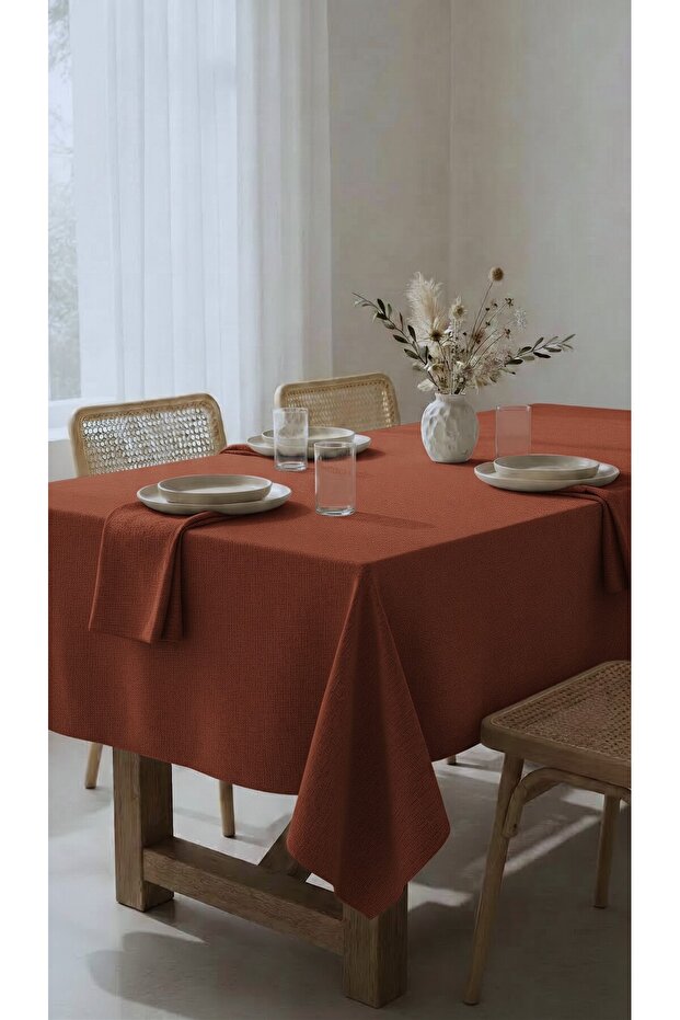 Velvet Textured Premium Plain Tile Color Polyester Seamless Tablecloth