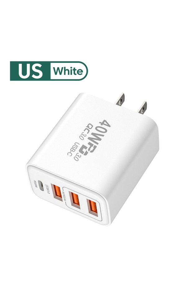 US White 40W 4 Ports USB Type C Charger Quick Charge 3.0 EU Plug Fast Charging For IPhone Samsung Xi