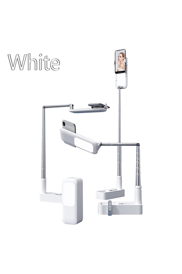 White Phone Holder Lampe Selfie Fill Light Support Portable Pour Stand Living Video Telephone Voitur