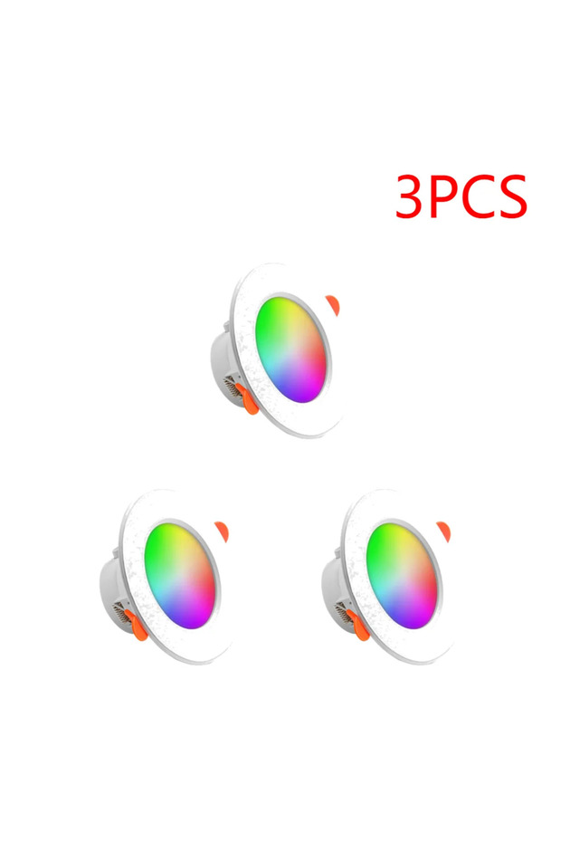 3PCS 1-10PCS Tuya Bluetooth Smart Downlight Full Color Dimmable LED Ceiling Recessed Down Light Blue