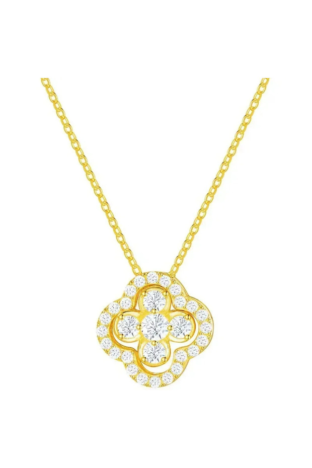 Golden color 18K Gold Plated Fashion Classic Viral Clovers Pendant Necklace 2 in 1 Convertible women